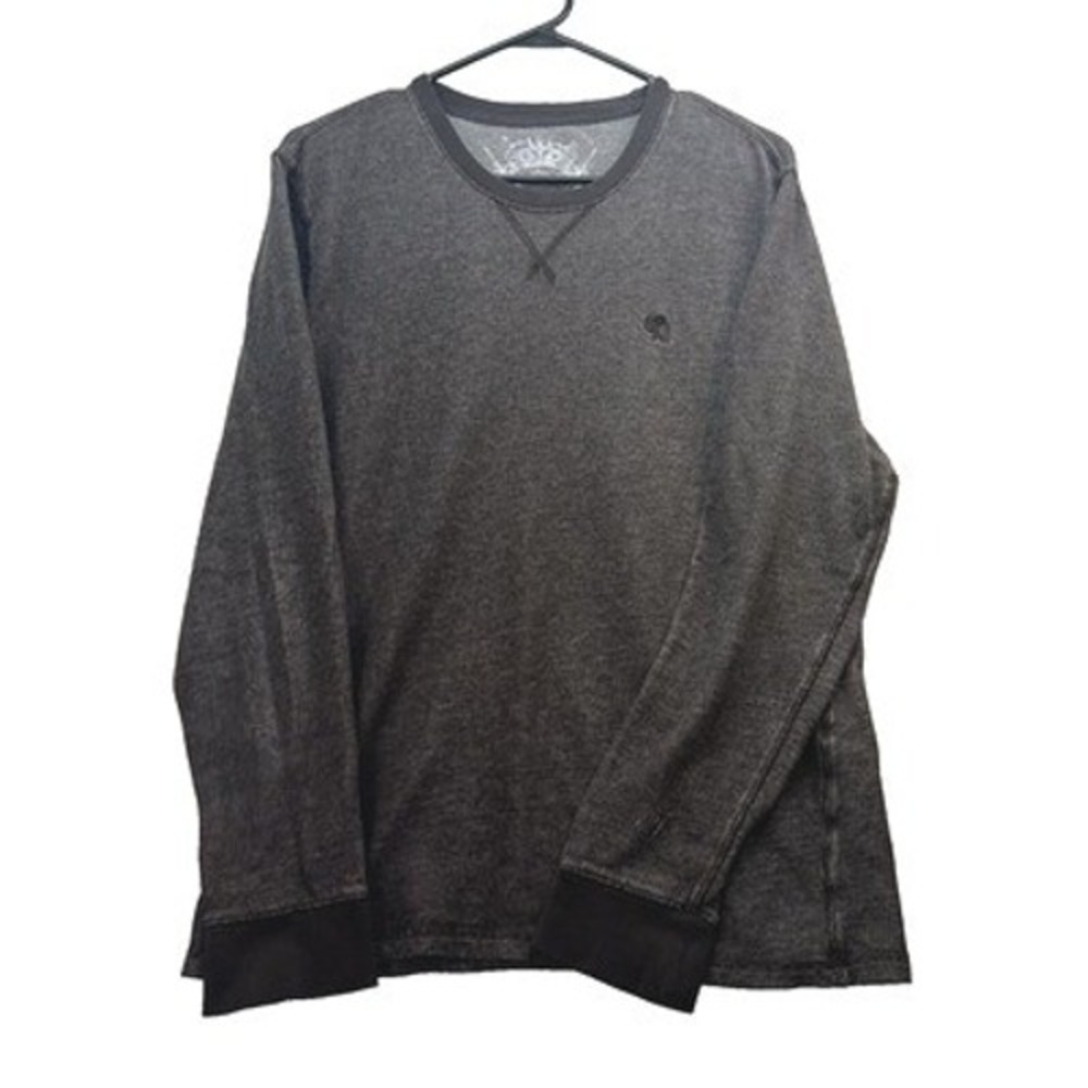 Express Mens XL Long Sleeve Thermal Shirt Charcoal Gray Grunge Indie Sleaze Goth